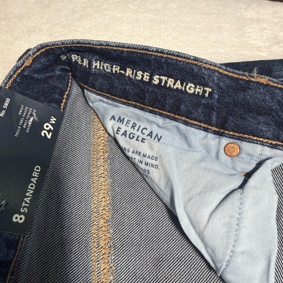 American Eagle Outfitters Super High Rise Stretch Straight Leg Blue Jeans - Picture 3 of 11